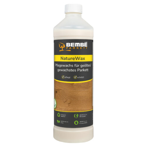 Bembé Parkett Nature-Wax in 1 Liter Flasche und gelbem Etikett