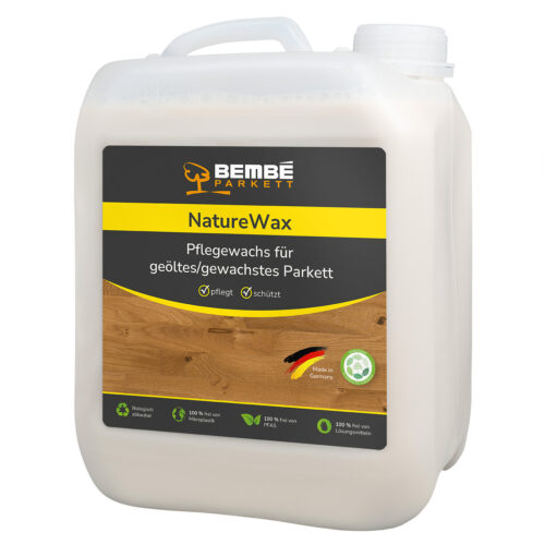 Bembé Parkett Nature-Wax in 5 Liter Flasche und gelbem Etikett